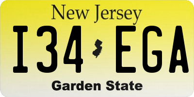 NJ license plate I34EGA