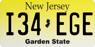 NJ license plate I34EGE