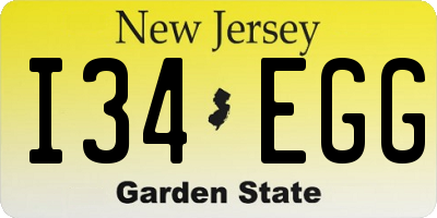 NJ license plate I34EGG
