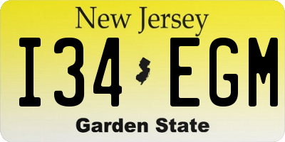 NJ license plate I34EGM