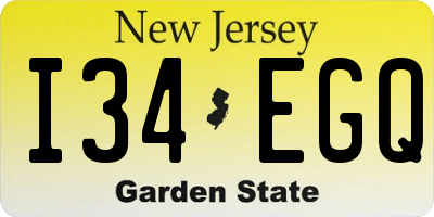 NJ license plate I34EGQ
