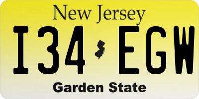 NJ license plate I34EGW