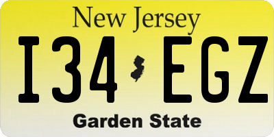 NJ license plate I34EGZ
