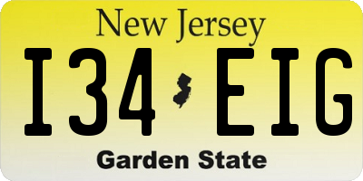 NJ license plate I34EIG
