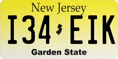 NJ license plate I34EIK