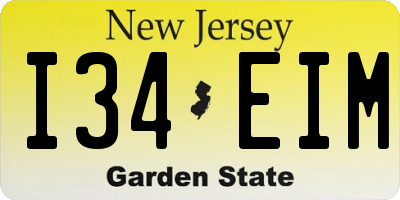 NJ license plate I34EIM
