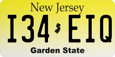 NJ license plate I34EIQ