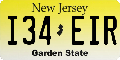 NJ license plate I34EIR