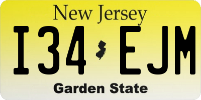 NJ license plate I34EJM