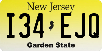 NJ license plate I34EJQ