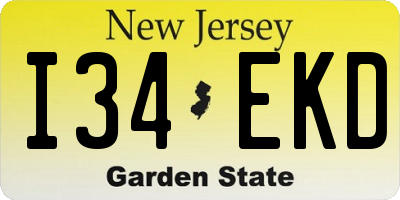 NJ license plate I34EKD