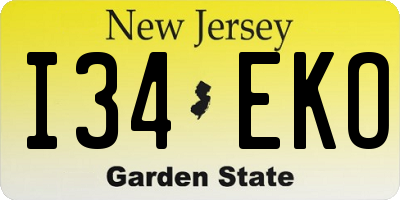 NJ license plate I34EKO
