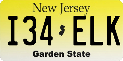 NJ license plate I34ELK