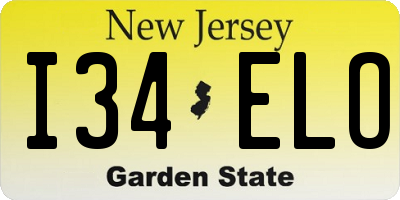 NJ license plate I34ELO