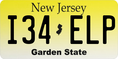 NJ license plate I34ELP