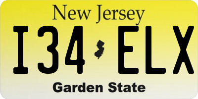 NJ license plate I34ELX