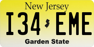 NJ license plate I34EME