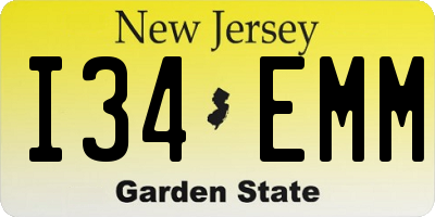 NJ license plate I34EMM