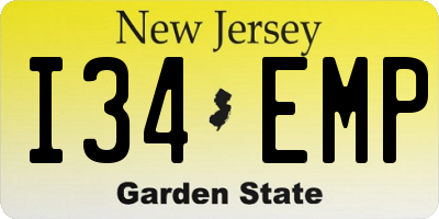 NJ license plate I34EMP