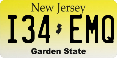 NJ license plate I34EMQ
