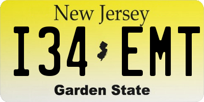 NJ license plate I34EMT