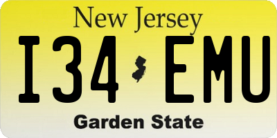 NJ license plate I34EMU