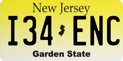 NJ license plate I34ENC
