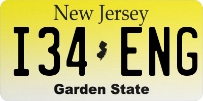 NJ license plate I34ENG