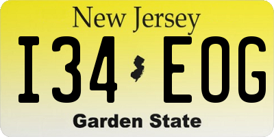 NJ license plate I34EOG