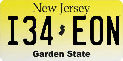 NJ license plate I34EON