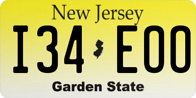 NJ license plate I34EOO