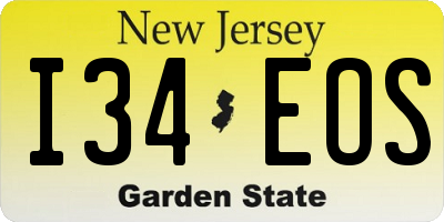 NJ license plate I34EOS