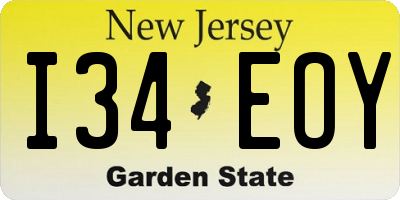NJ license plate I34EOY