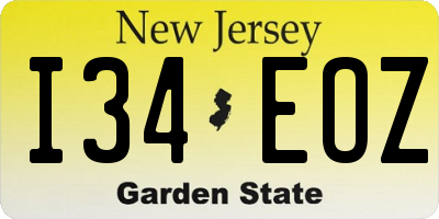 NJ license plate I34EOZ