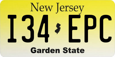 NJ license plate I34EPC