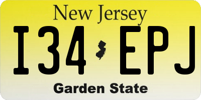 NJ license plate I34EPJ