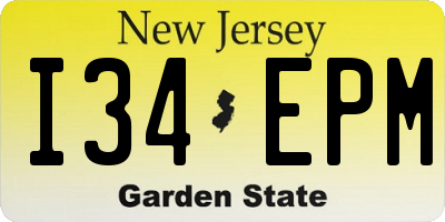 NJ license plate I34EPM