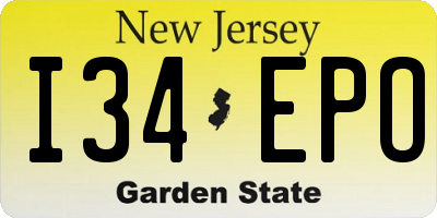 NJ license plate I34EPO