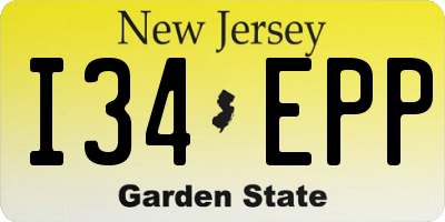 NJ license plate I34EPP