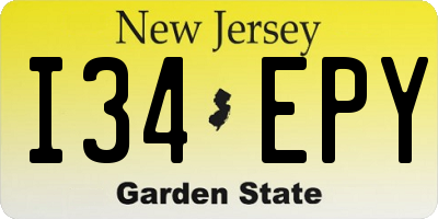 NJ license plate I34EPY