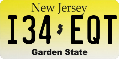 NJ license plate I34EQT