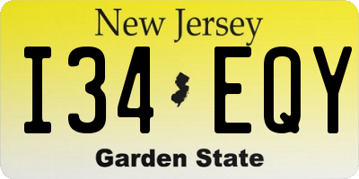 NJ license plate I34EQY
