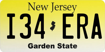 NJ license plate I34ERA