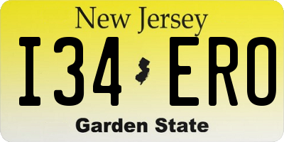 NJ license plate I34ERO