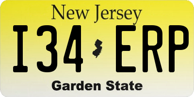 NJ license plate I34ERP