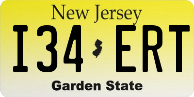 NJ license plate I34ERT