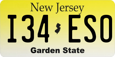 NJ license plate I34ESO