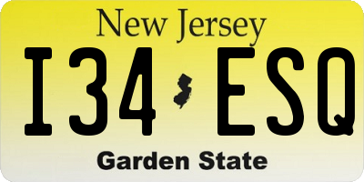NJ license plate I34ESQ