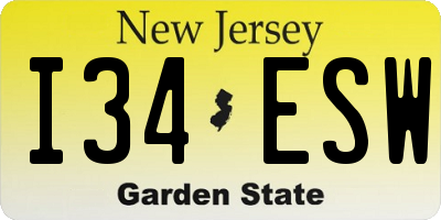 NJ license plate I34ESW