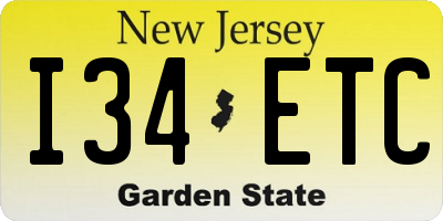 NJ license plate I34ETC